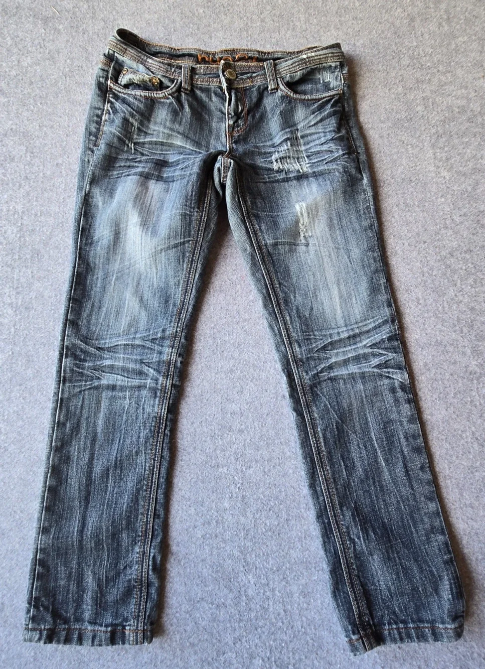 Rue 21 Strait Leg Low Rise Women's Jeans Distressed Med Wash Size 5/6 (30